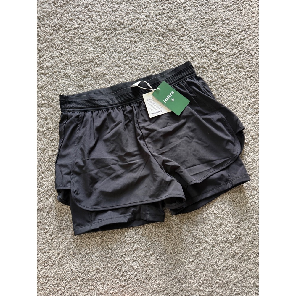 Halara Breezeful 2-in-1 Athletic Shorts Black Double Layer Running Gym Women M